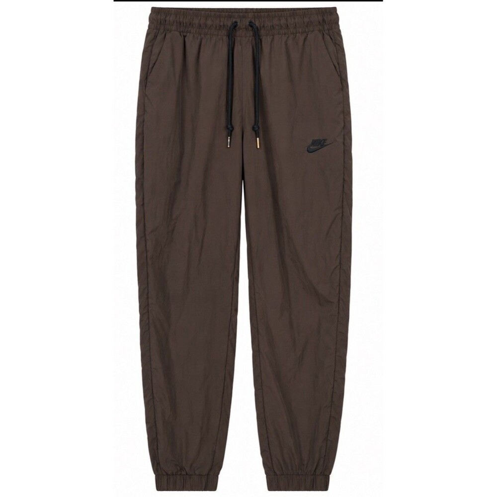 Nike Men’s Brown Nylon Jogger Pants Medium Windbreaker Track Y2K Swoosh